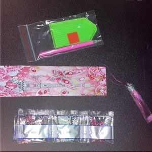 Diamond art bookmark with drills and pen; tray and wax/glue square